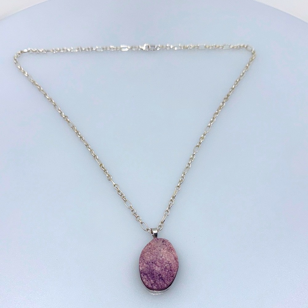 Elegant 925 Sterling Silver Purple Amethyst Pendant Necklace - Picture 1 of 5